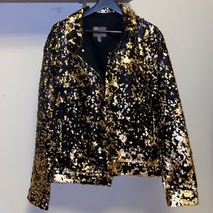 ASOS DESIGN sequin western jacket in gold size L